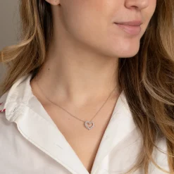GRADUATING CURVED HEART DIAMOND PENDANT - 0.45ct - WG