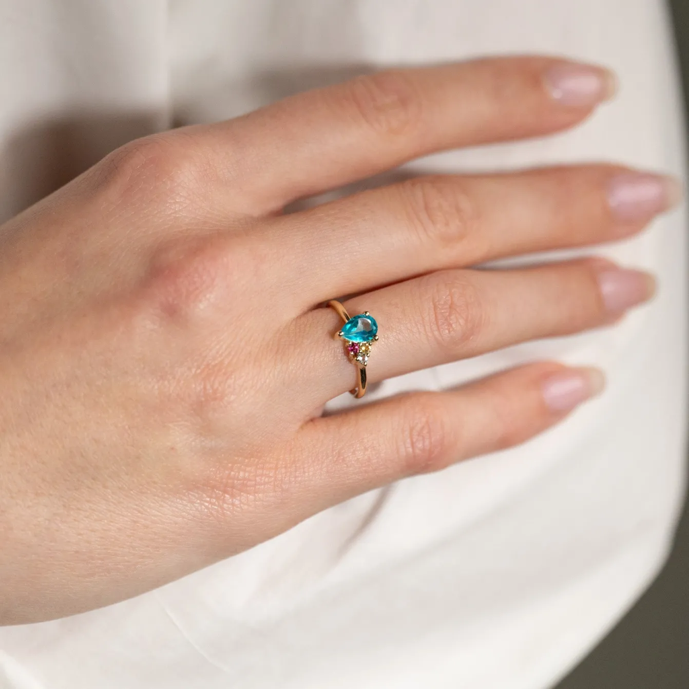 GYDA PARAIBA TOPAZ SOLID GOLD RING