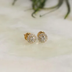 HALO DIAMOND STUD EARRING - 0.5ct - YG