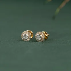 HALO DIAMOND STUD EARRING - 0.65ct - YG