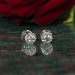 HALO DIAMOND STUD EARRING - 0.65ct - WG