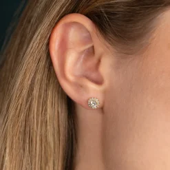 HALO DIAMOND STUD EARRING - 0.65ct - YG