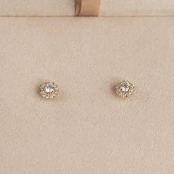 HALO DIAMOND STUD EARRING - 0.5ct - YG