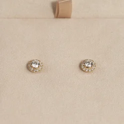 HALO DIAMOND STUD EARRING - 0.65ct - YG