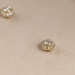 HALO DIAMOND STUD EARRING - 0.33ct - YG
