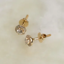 HALO DIAMOND STUD EARRING - 0.5ct - YG