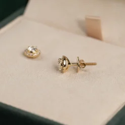 HALO DIAMOND STUD EARRING - 0.65ct - YG
