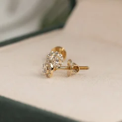 HALO DIAMOND STUD EARRING - 0.33ct - YG