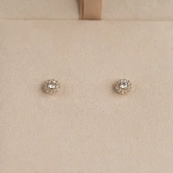 HALO DIAMOND STUD EARRING - 0.33ct - YG