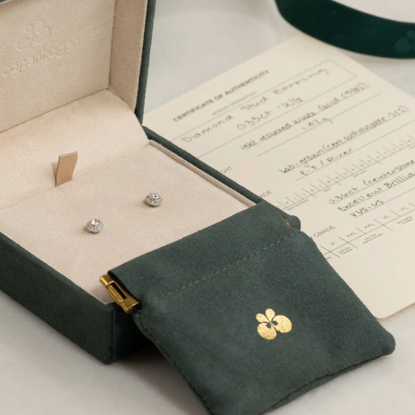 HALO DIAMOND STUD EARRING - 0.33ct - WG