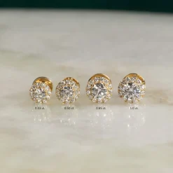 HALO DIAMOND STUD EARRING - 0.33ct - YG