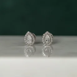 HALO PEAR DIAMOND STUD EARRING - 0.7ct - WG