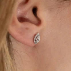 HALO PEAR DIAMOND STUD EARRING - 0.7ct - WG