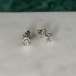 HALO PEAR DIAMOND STUD EARRING - 0.7ct - WG