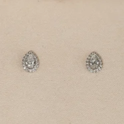 HALO PEAR DIAMOND STUD EARRING - 0.7ct - WG