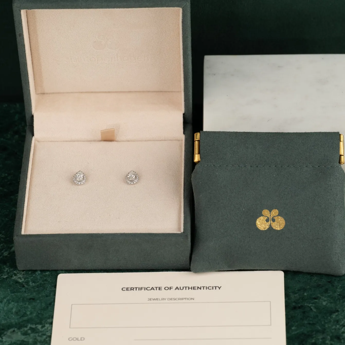 HALO PEAR DIAMOND STUD EARRING - 0.7ct - WG