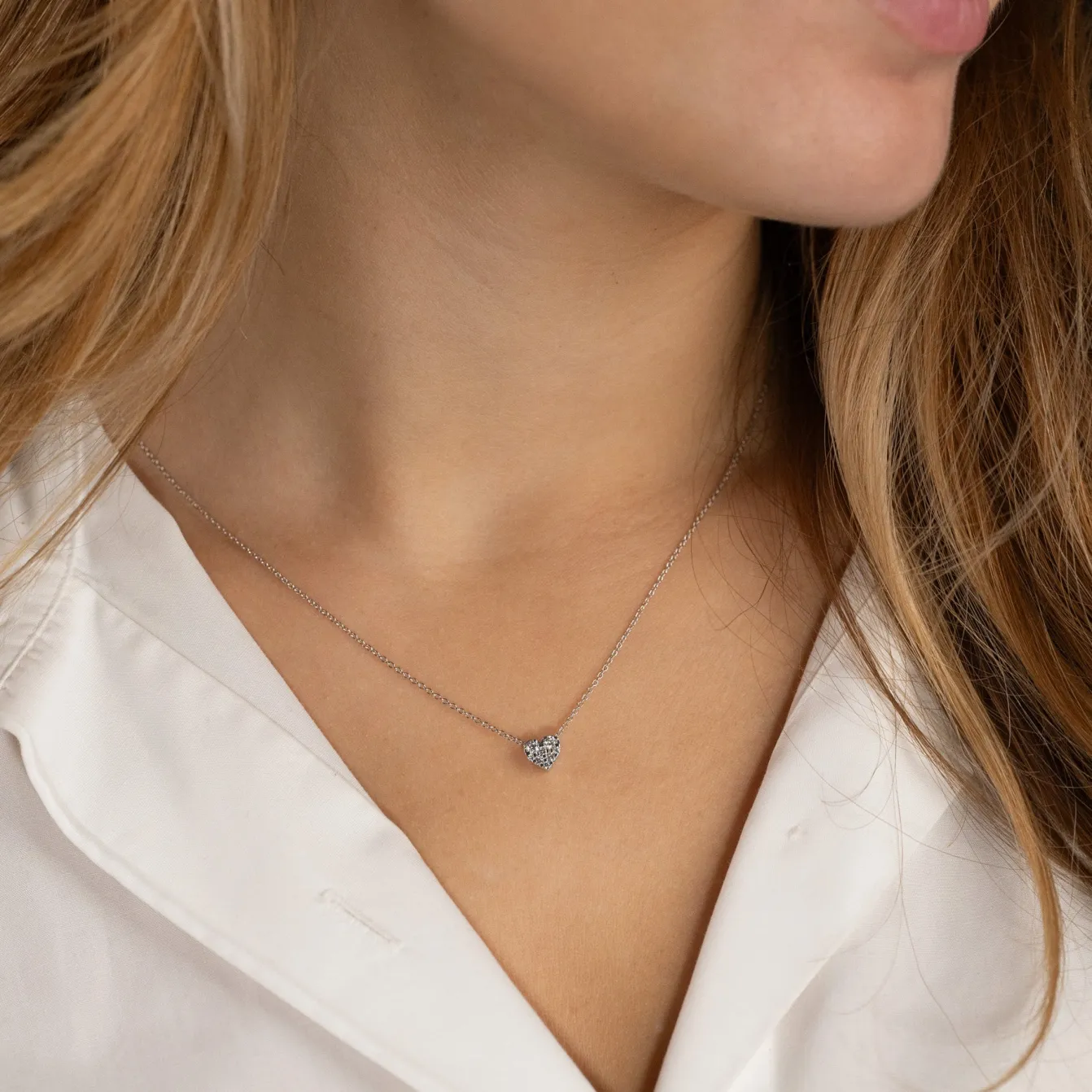 HEART PAVE DIAMOND PENDANT - 0.17ct - WG