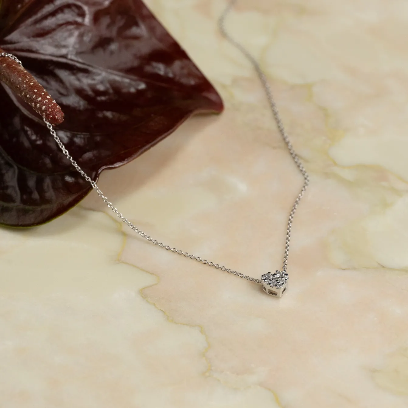 HEART PAVE DIAMOND PENDANT - 0.17ct - WG