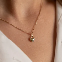 HEART SOLID GOLD PENDANT - 7mm