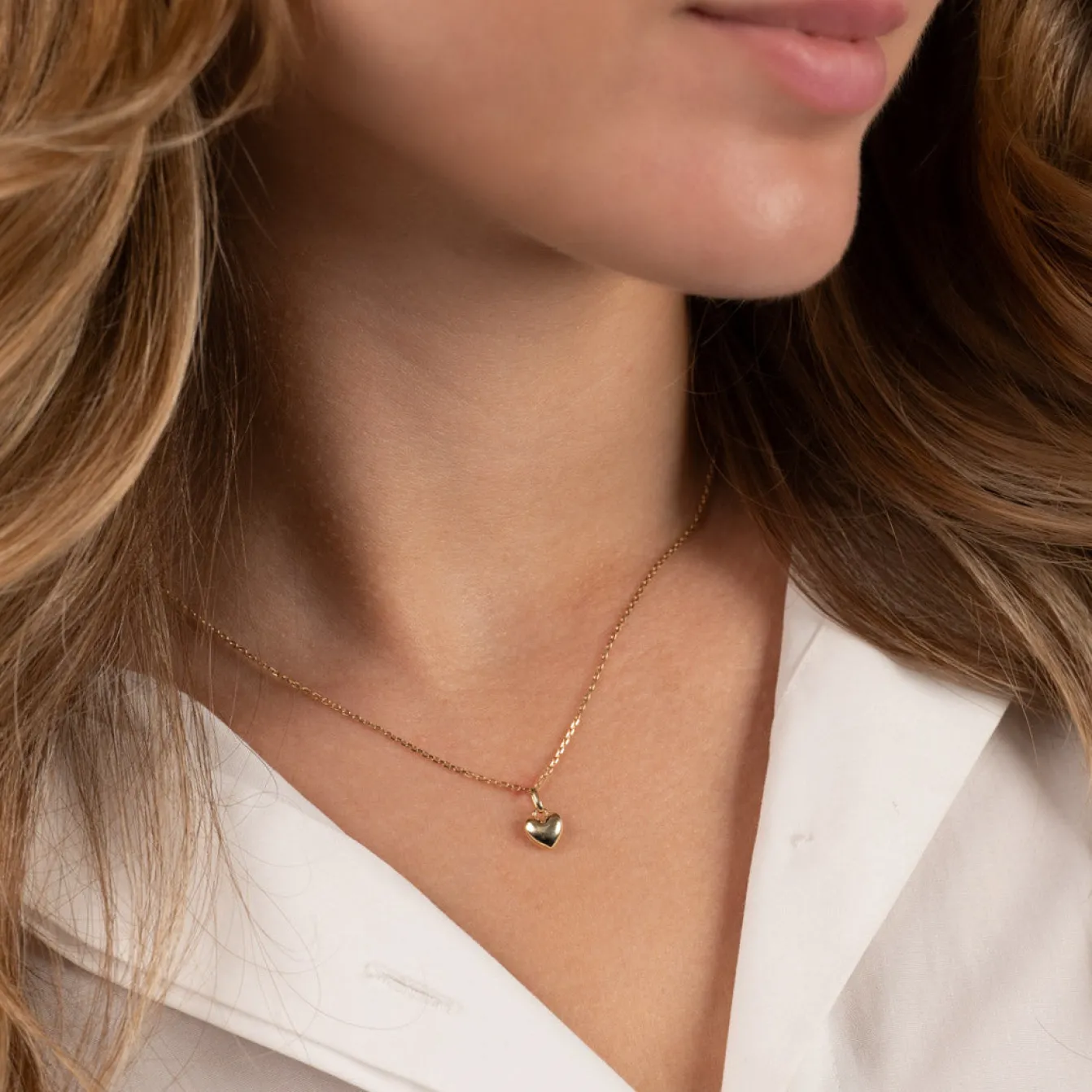 HEART SOLID GOLD PENDANT - 7mm
