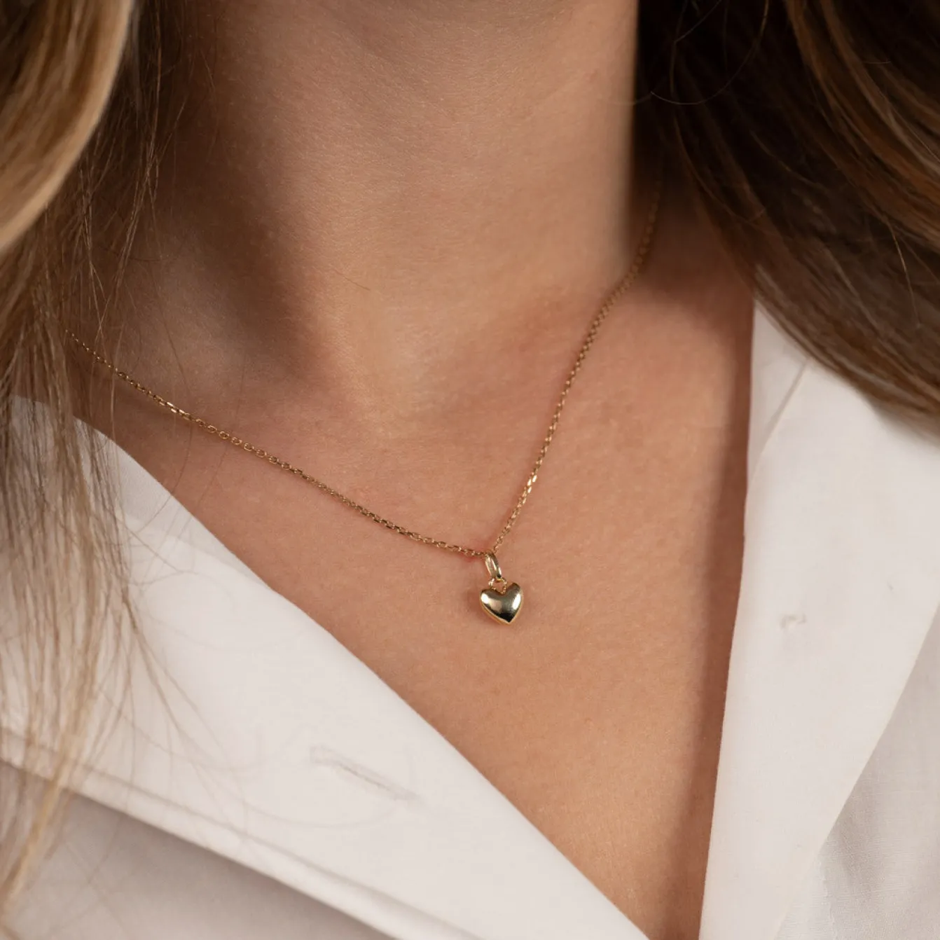 HEART SOLID GOLD PENDANT - 7mm