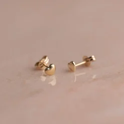 HEART SOLID GOLD STUD EARRING - Sisi Copenhagen