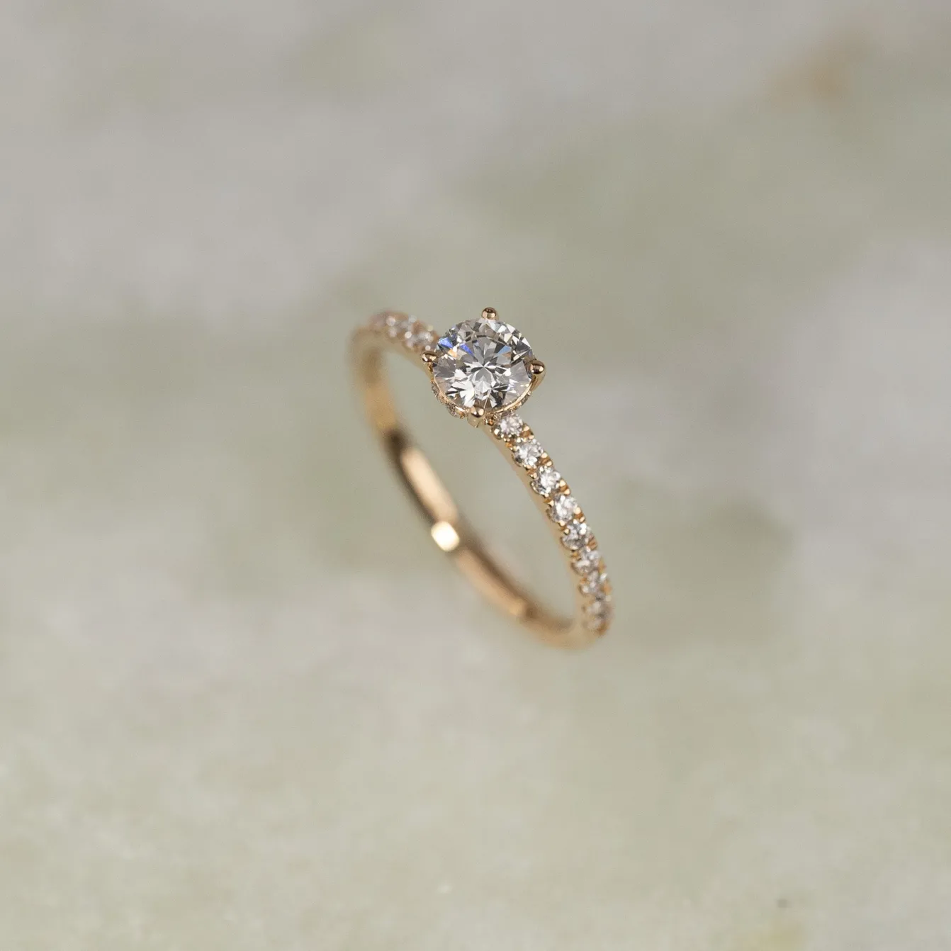 HIDDEN-HALO DIAMOND RING - 0.8ct - YG