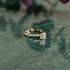 HIDDEN-HALO DIAMOND RING - 1.5ct - YG