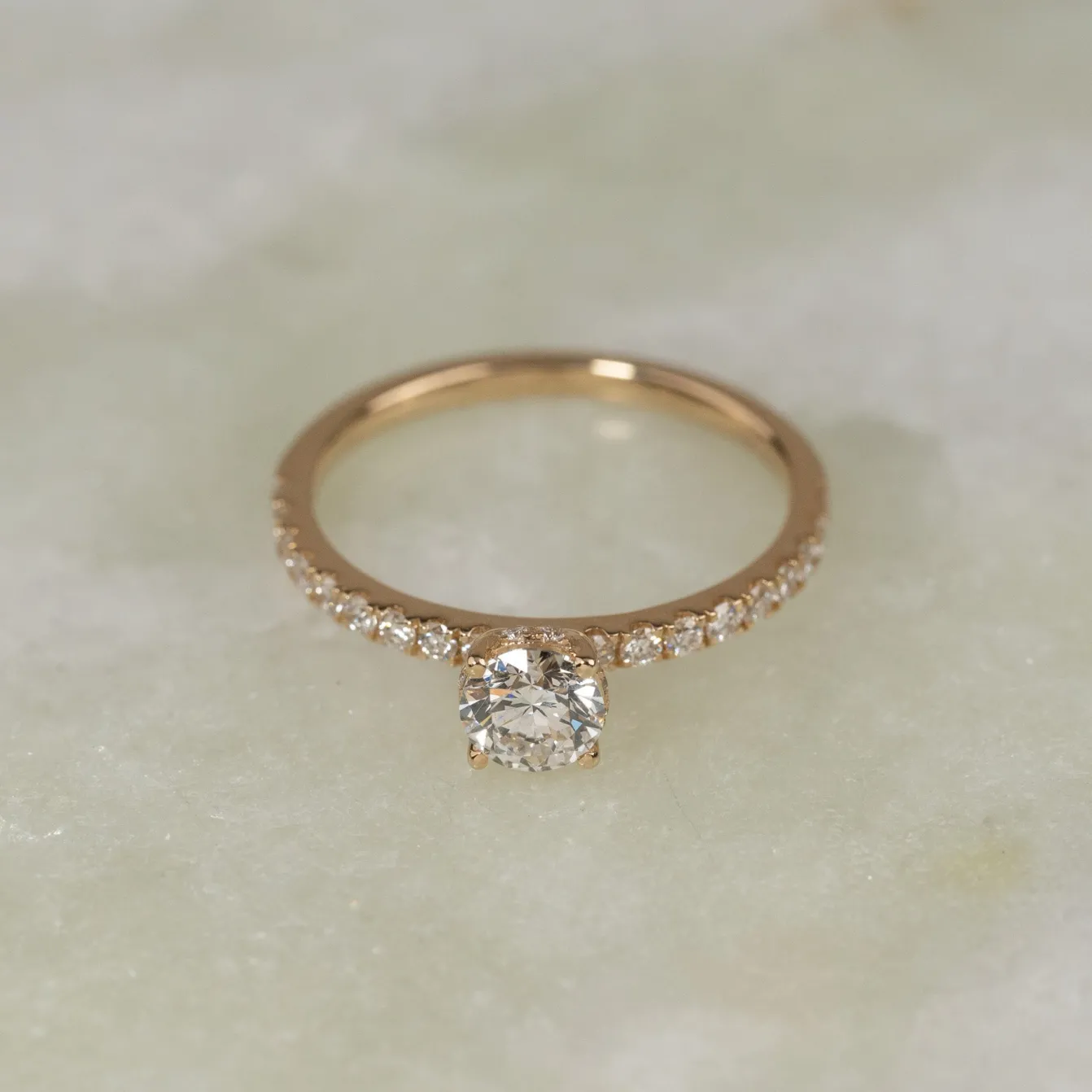 HIDDEN-HALO DIAMOND RING - 0.8ct - YG