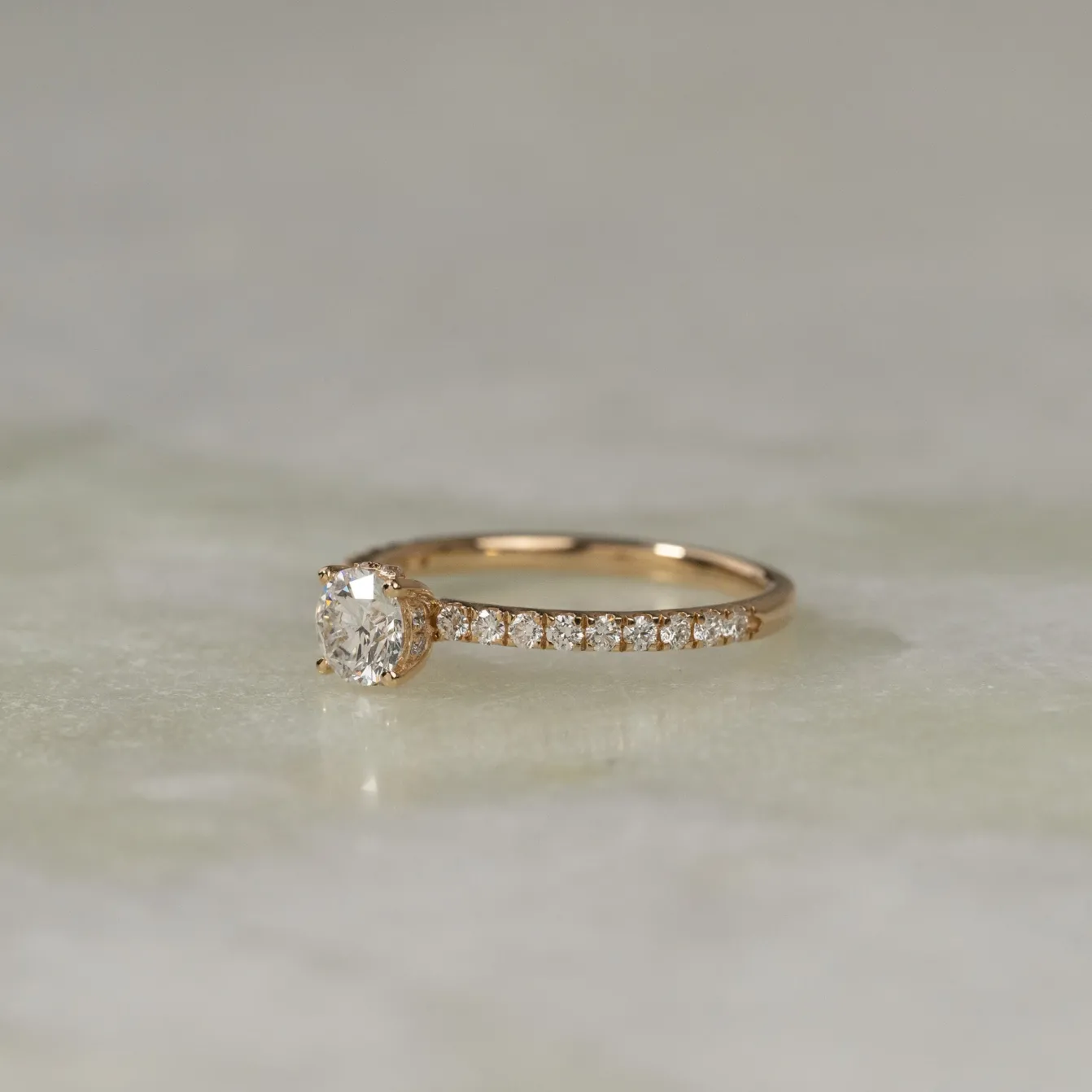 HIDDEN-HALO DIAMOND RING - 0.8ct - YG