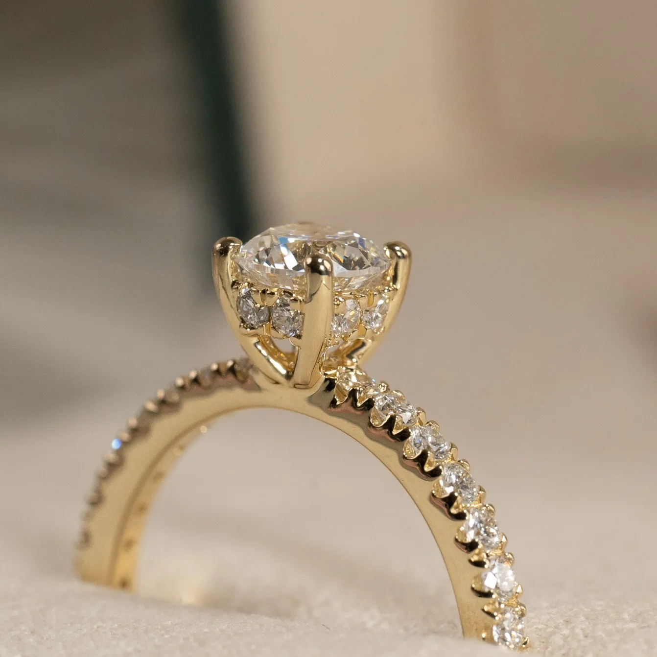 HIDDEN-HALO DIAMOND RING - 1.25ct - YG