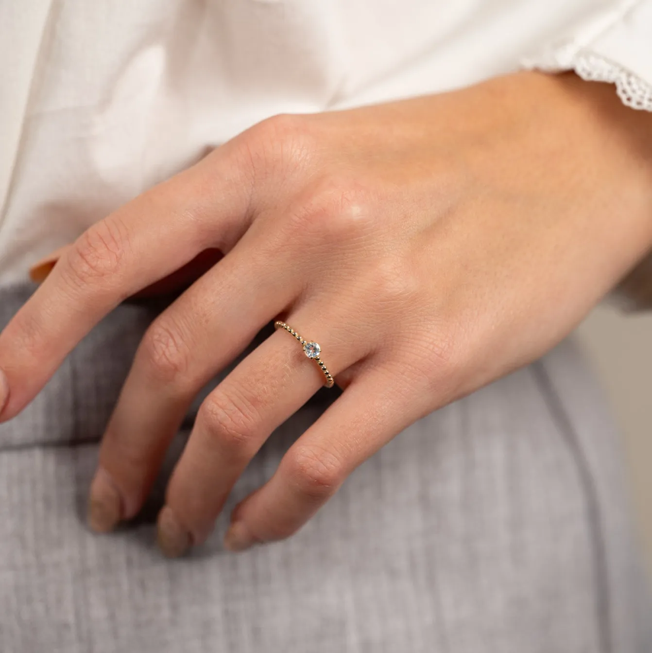 INGRID CRYSTAL SOLID GOLD RING