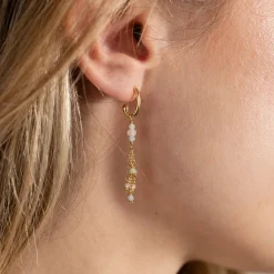 ISLA MORGANITE GOLDEN CREOL EARRING