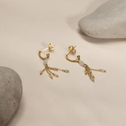 ISLA MORGANITE GOLDEN CREOL EARRING