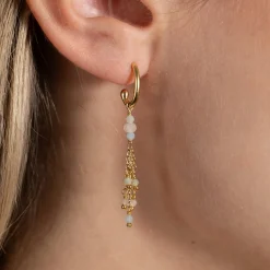 ISLA MORGANITE GOLDEN CREOL EARRING
