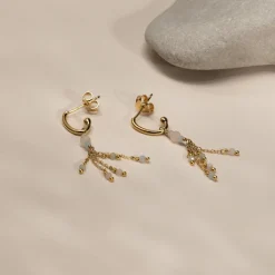 ISLA MORGANITE GOLDEN CREOL EARRING