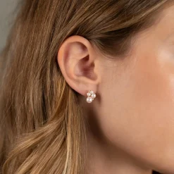 JUDY PEARL DIAMOND SOLID GOLD EARRING