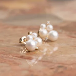 JUDY PEARL DIAMOND SOLID GOLD EARRING