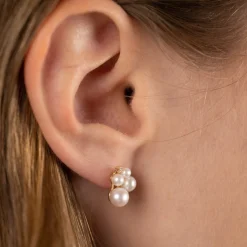 JUDY PEARL DIAMOND SOLID GOLD EARRING