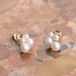 JUDY PEARL DIAMOND SOLID GOLD EARRING
