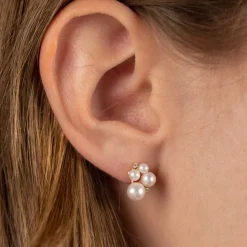 JUDY PEARL DIAMOND SOLID GOLD EARRING