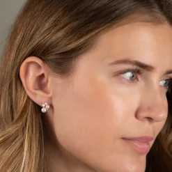 JUDY PEARL DIAMOND SOLID GOLD EARRING