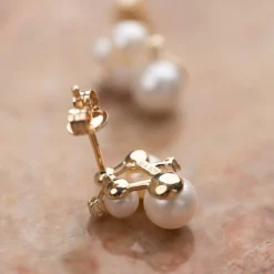 JUDY PEARL DIAMOND SOLID GOLD EARRING