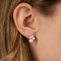 JUDY PEARL DIAMOND SOLID GOLD EARRING