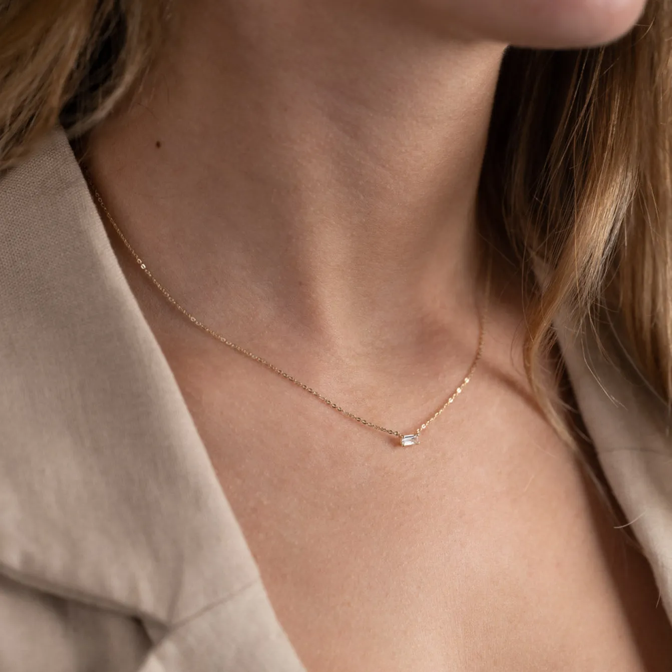 KATERINA CRYSTAL SOLID GOLD NECKLACE - B&T Kustom Designs