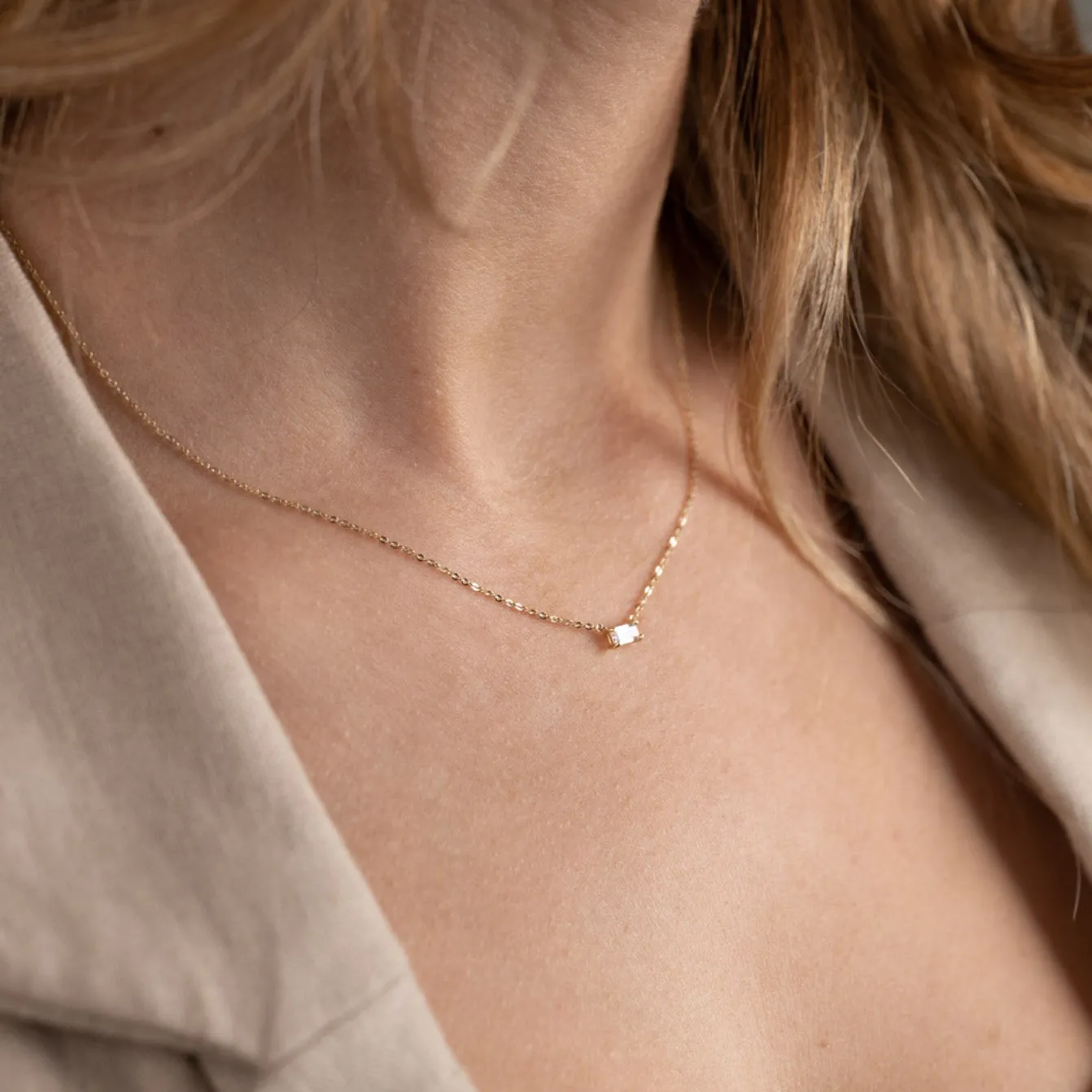 KATERINA CRYSTAL SOLID GOLD NECKLACE - B&T Kustom Designs