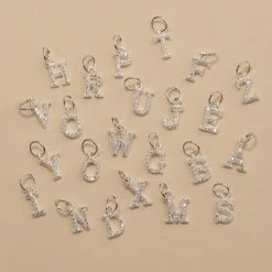 LETTER CRYSTAL SILVER PENDANT