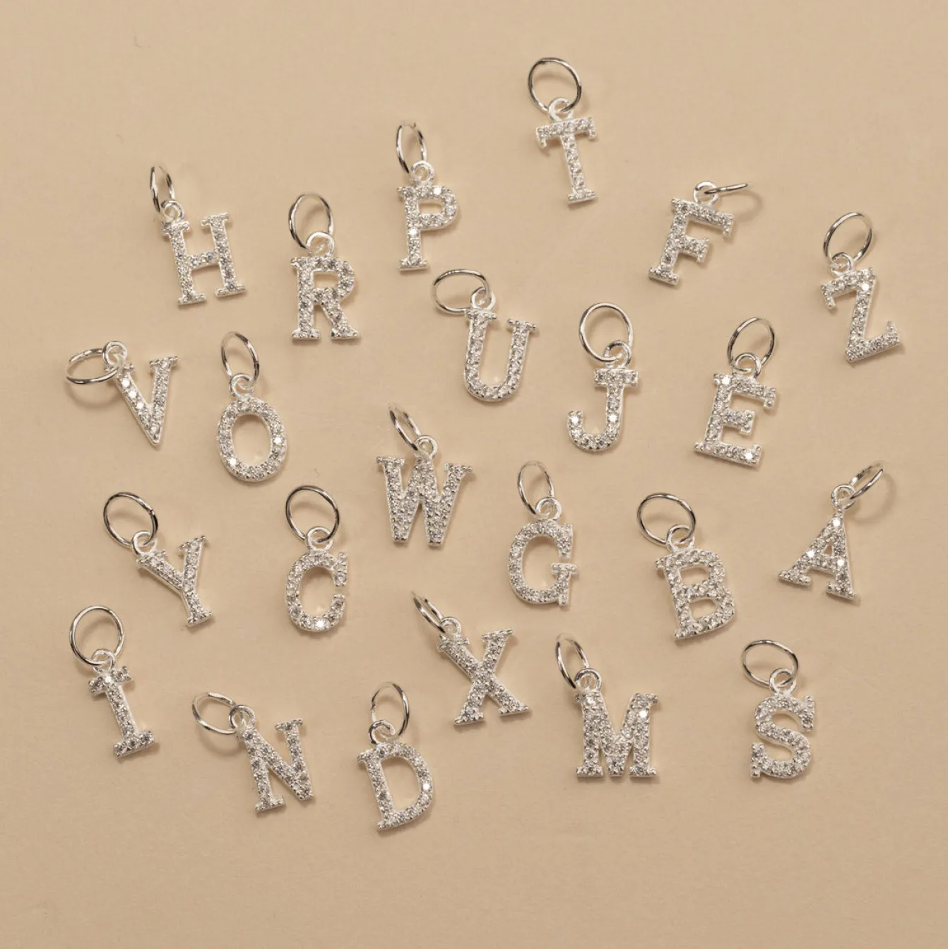 LETTER CRYSTAL SILVER PENDANT