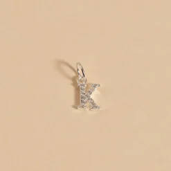 LETTER CRYSTAL SILVER PENDANT