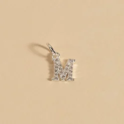 LETTER CRYSTAL SILVER PENDANT